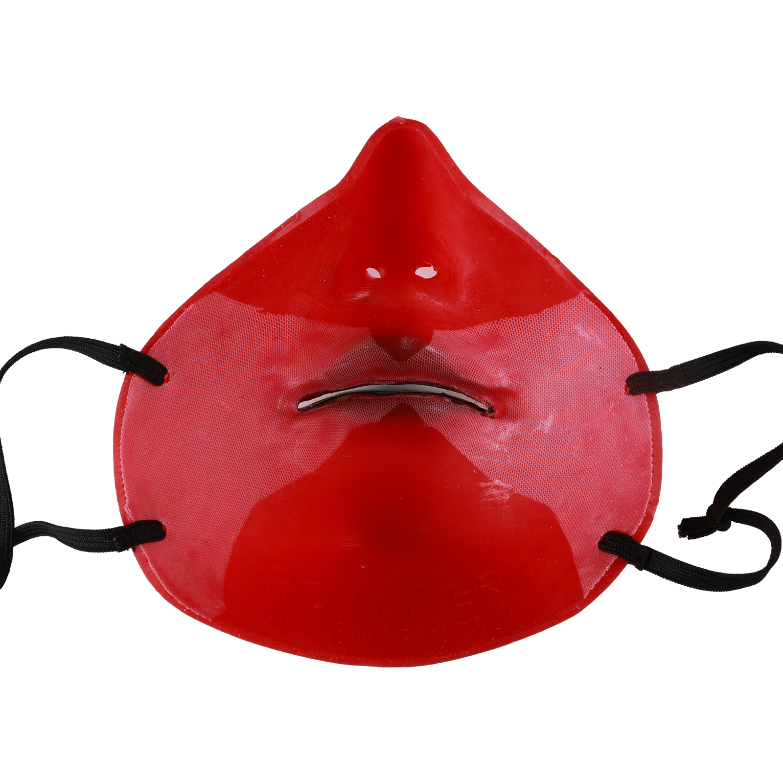 赤色シリコンハーフフェイスマスク（黒い唇）