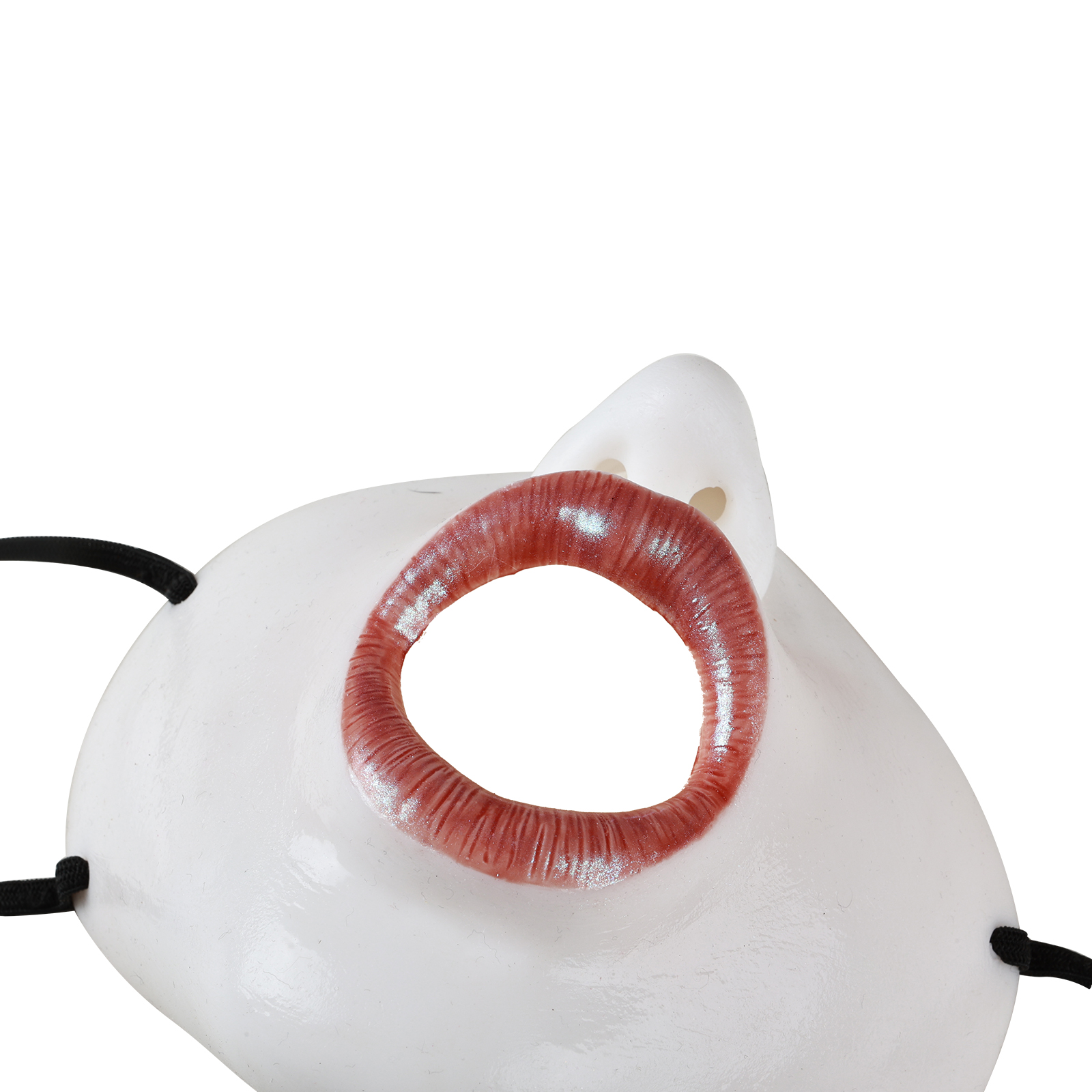 ROANYER 白いシリコンハーフフェイスマスク ボンテージ誘惑 クシー 女装 仮面 変装 ストラップマスク アニメキャラクターマスク コスプレ （ピンクの唇）