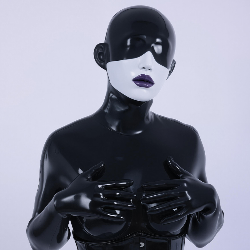 シリコン全頭マスク   光沢   恵ちゃん  紫リップ