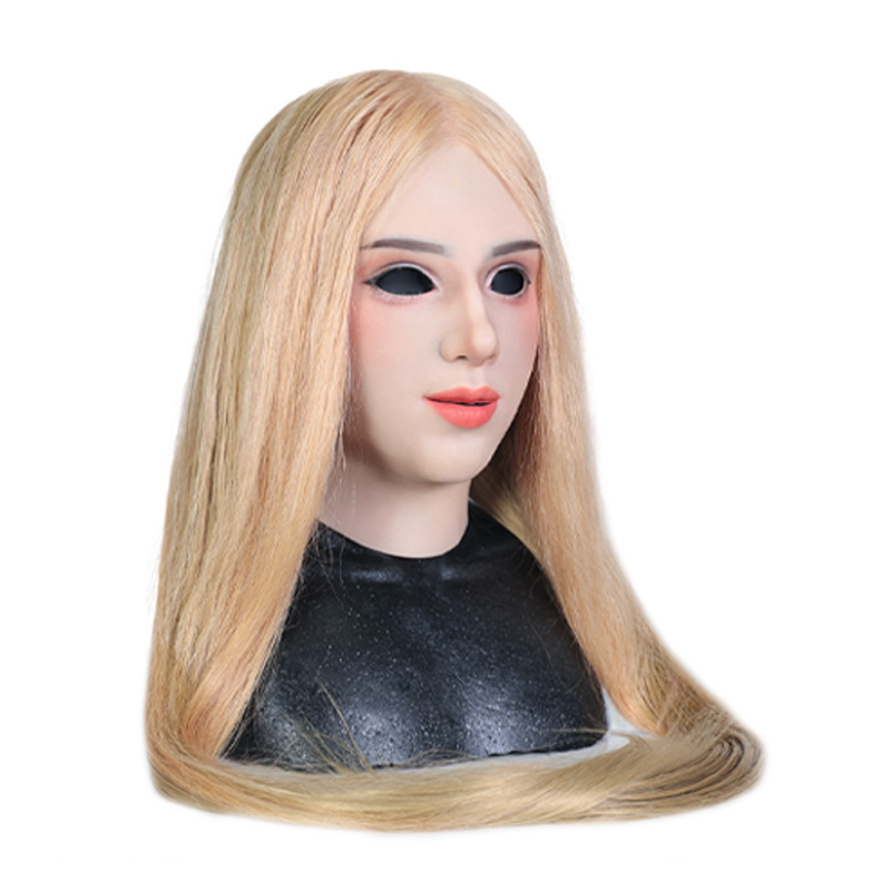 髪の毛付き 女装マスク スカーレット  