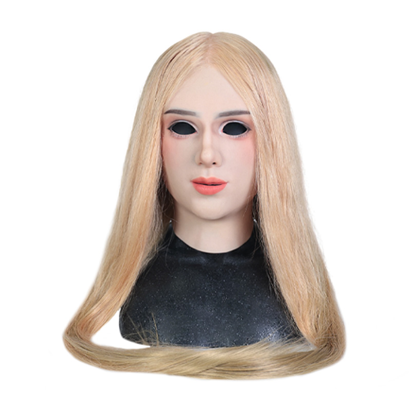 髪の毛付き 女装マスク スカーレット  